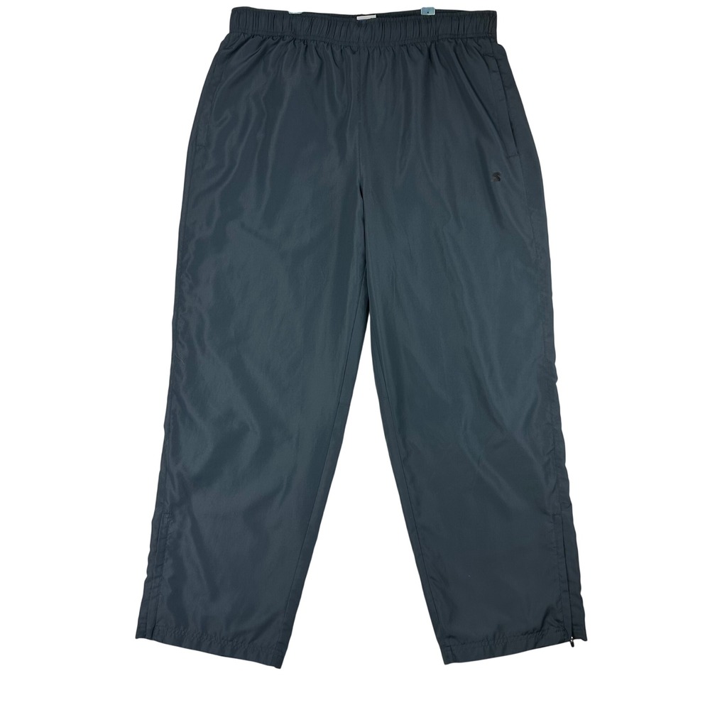 Starter Track Pants Mens L Grey Windbreaker‎ Nylon Mesh Lined Ankle Zip Athletic